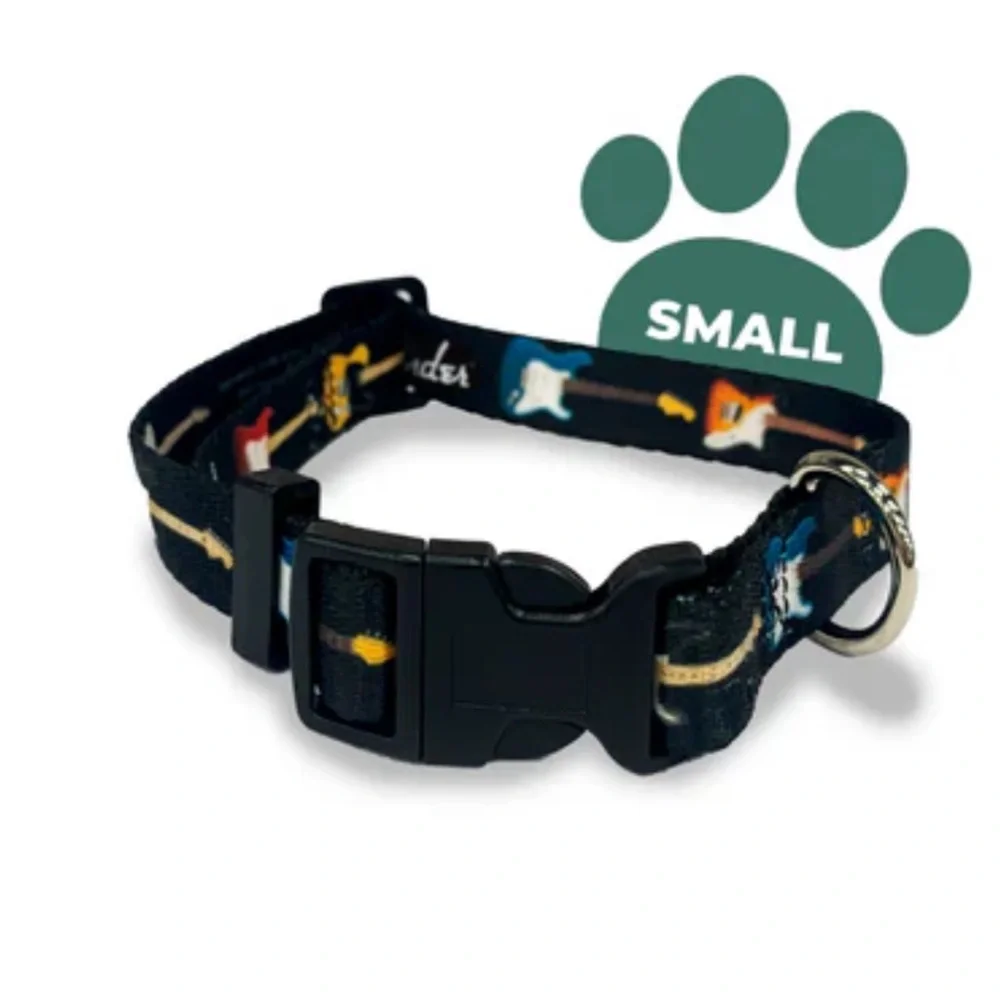 SMALL-Perri's Pet Products Dog Collars FENDER GUITARS ADJUSTABLE DOG COLLAR